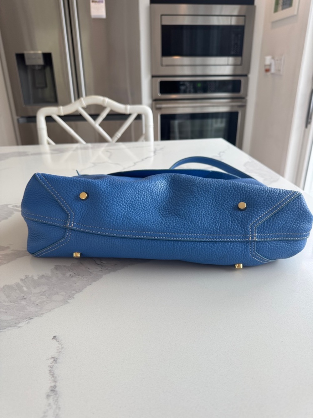 J.McLAUGHLIN periwinkle Blue Leather Foldover Hobo Handbag Purse Bag w/ pouch - Picture 7 of 14